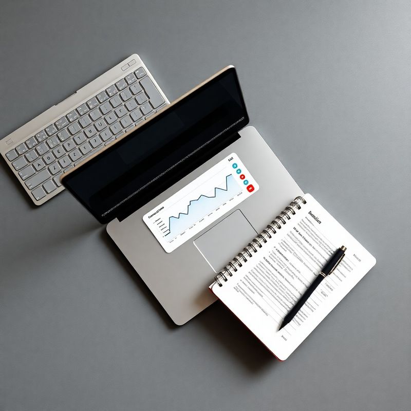 Laptop so Search Console analytikou na slate-šedom stole