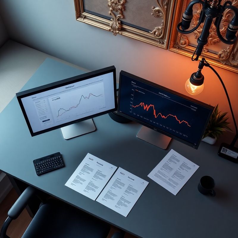 Pracovný stôl SEO konzultanta s dvomi monitormi a analytickým dashboardom